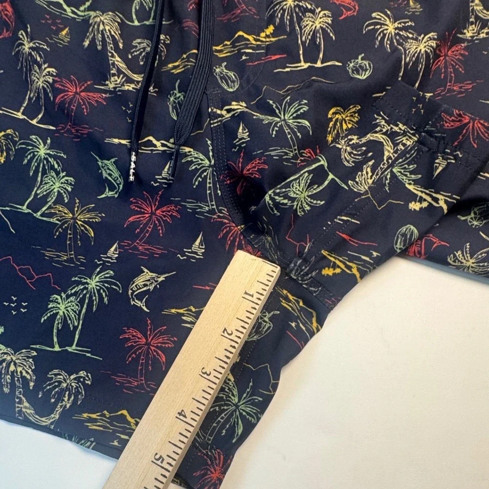 Salt Life Mens XXL Swim Trunks Navy Blue Tropical Neon Palm SLM4103 Board Shorts